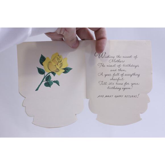 Yellow Roses, Mother's Birthday Card, American Greeting, Folding, Paper, Shape - Picture 2 of 3